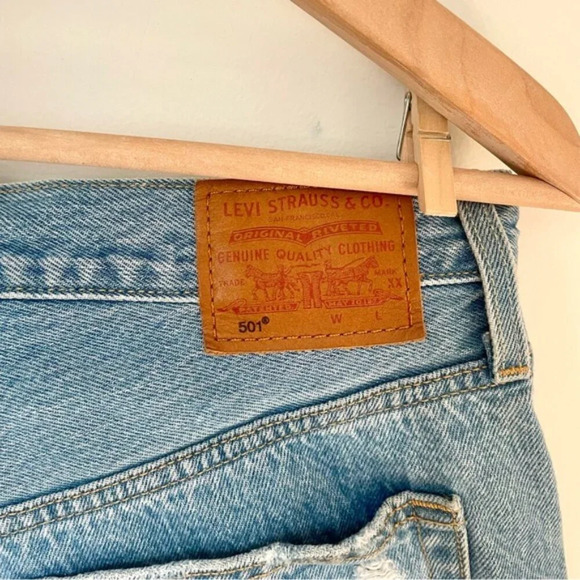 Levi's Light Blue Distressed Jean Shorts - Picture 11 of 13